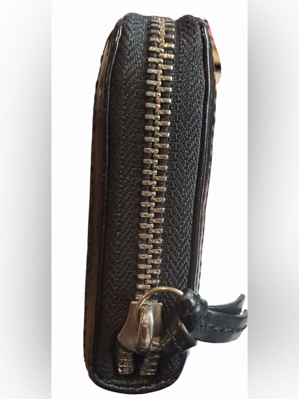 Coach Signature Patchwork Leather Zip Around Wallet Black Gold Gray Wallet - Picture 4 of 9